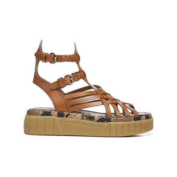 NWT SAM EDELMAN Womens Brown Snake In Geana Wedge Leather Gladiator Sandles 8 M - Picture 3 of 5
